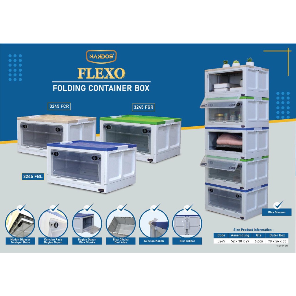 Folding Container Box Naiba / Box Penyimpanan Mainan Anak / Tempat Penyimanan Pakaian Serbaguna Mini