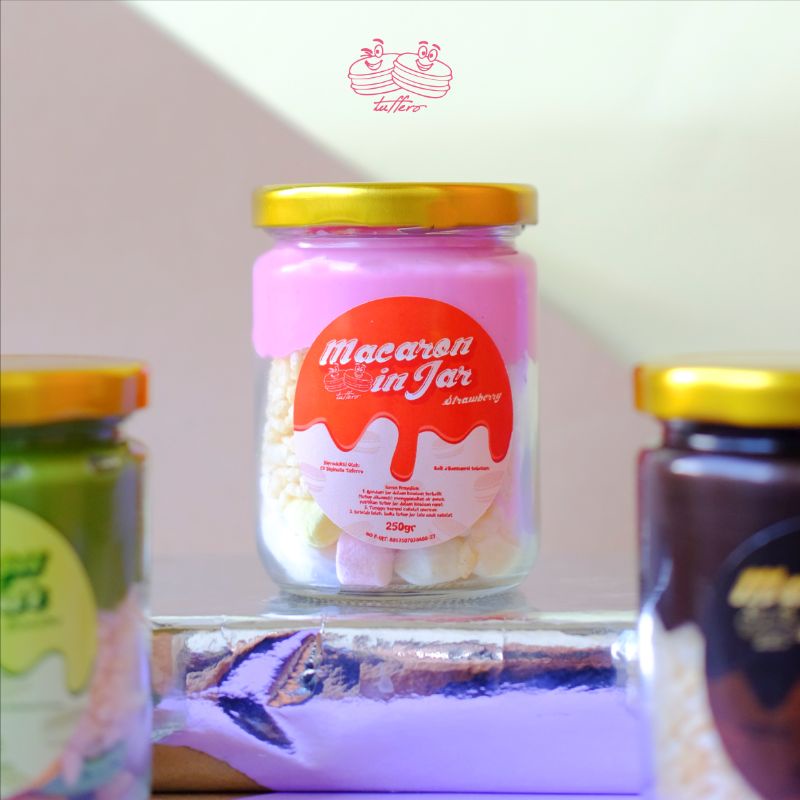 Macaron in Jar Strawberry Marshmellow Premium