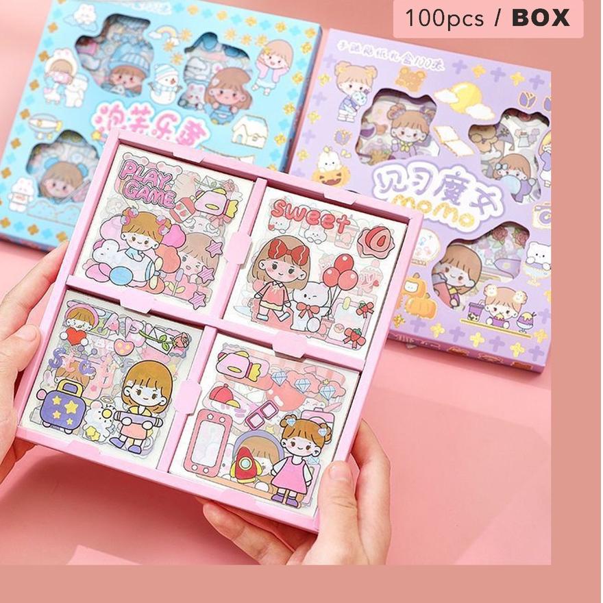 

TR6♣ 100 Lembar Stiker Motif Momo Kartun Korea Lucu Anti Air Dekorasi Handbook Scrapbook Sticker DIY Barang Terlaris