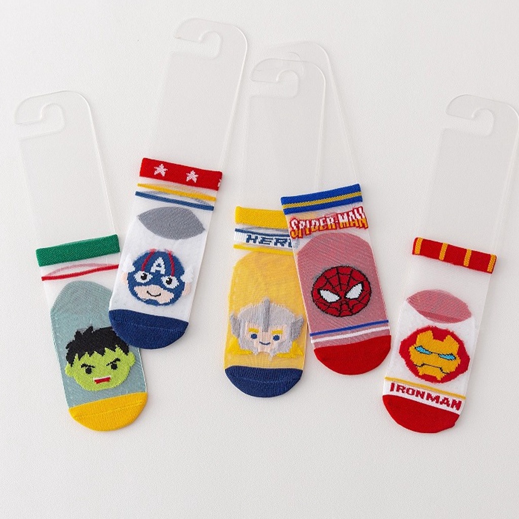 INDOMINI Kaos Kaki Anak Motif Superhero Transparan Kaus Kayi Bayi Superhero Lucu KK047