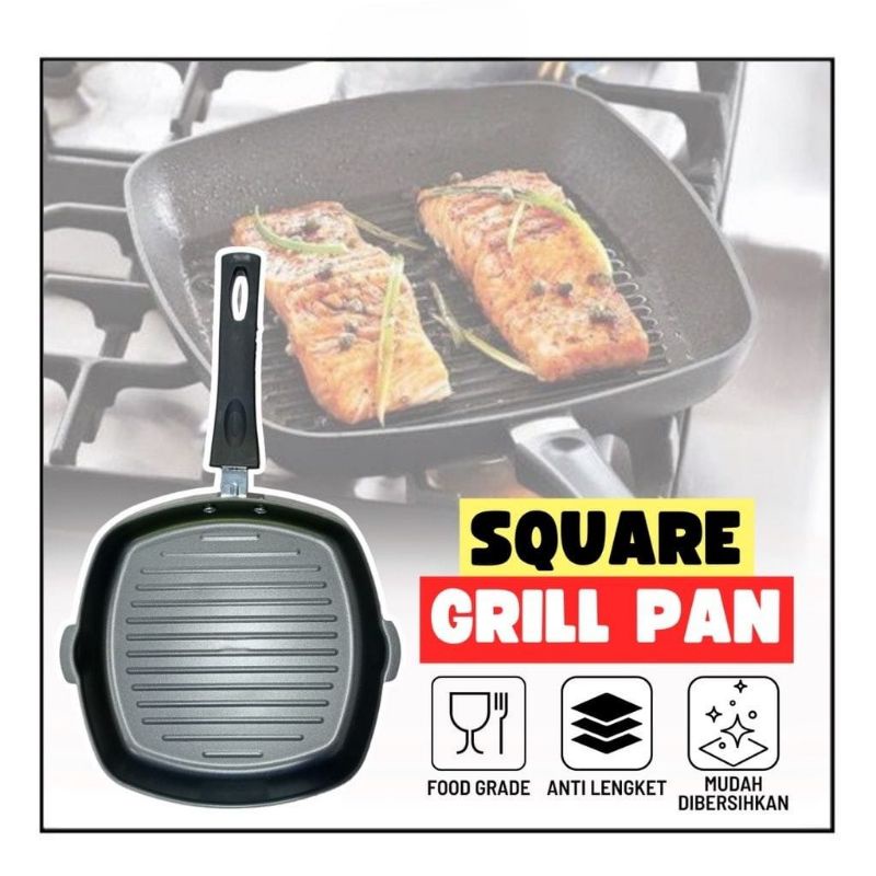 Panci PANGGANG SQUARE GRILL PAN Foldable 20CM / Wajan BBQ Anti Lengket