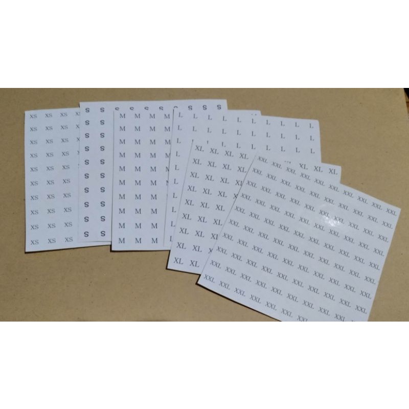 

sticker size ukuran baju XS, S, M, L, XL, XXL, XXXL