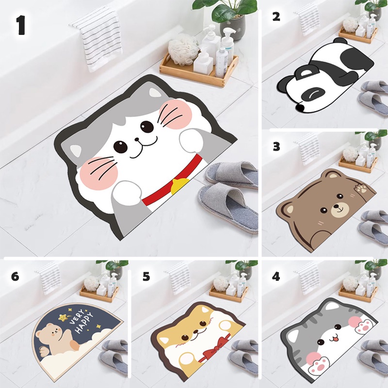 Keset Lantai Karakter Anti Slip Keset Dapur Minimalis Keset Kaki Kamar Tidur Keset Kamar Mandi Multi Tempat 40x60cm Keset Kaki Modern Kualitas Terbaik - D3A4-D3A4-RANDOM