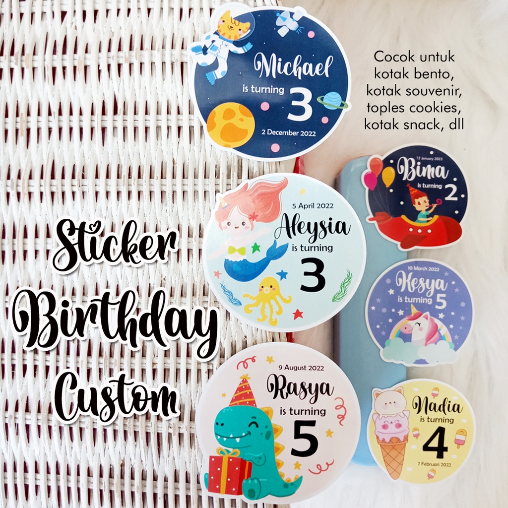 Jual Sticker Birthday Custom / Sticker bento ulang tahun / Sticker