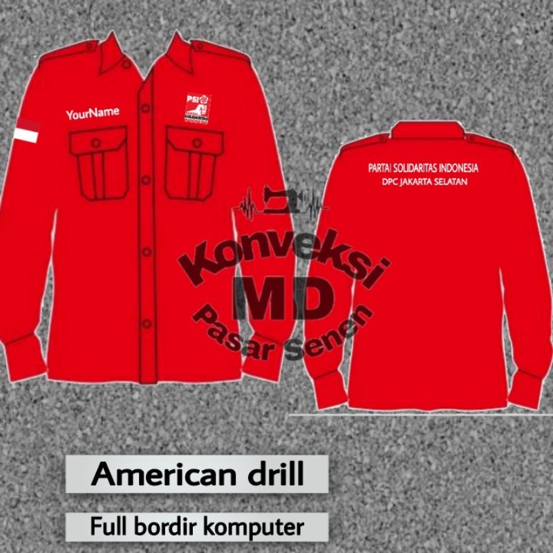 kemeja eksklusif partai PSI/seragam eksklusif partai PSI/kemeja partai psi partai solidaritas Indone