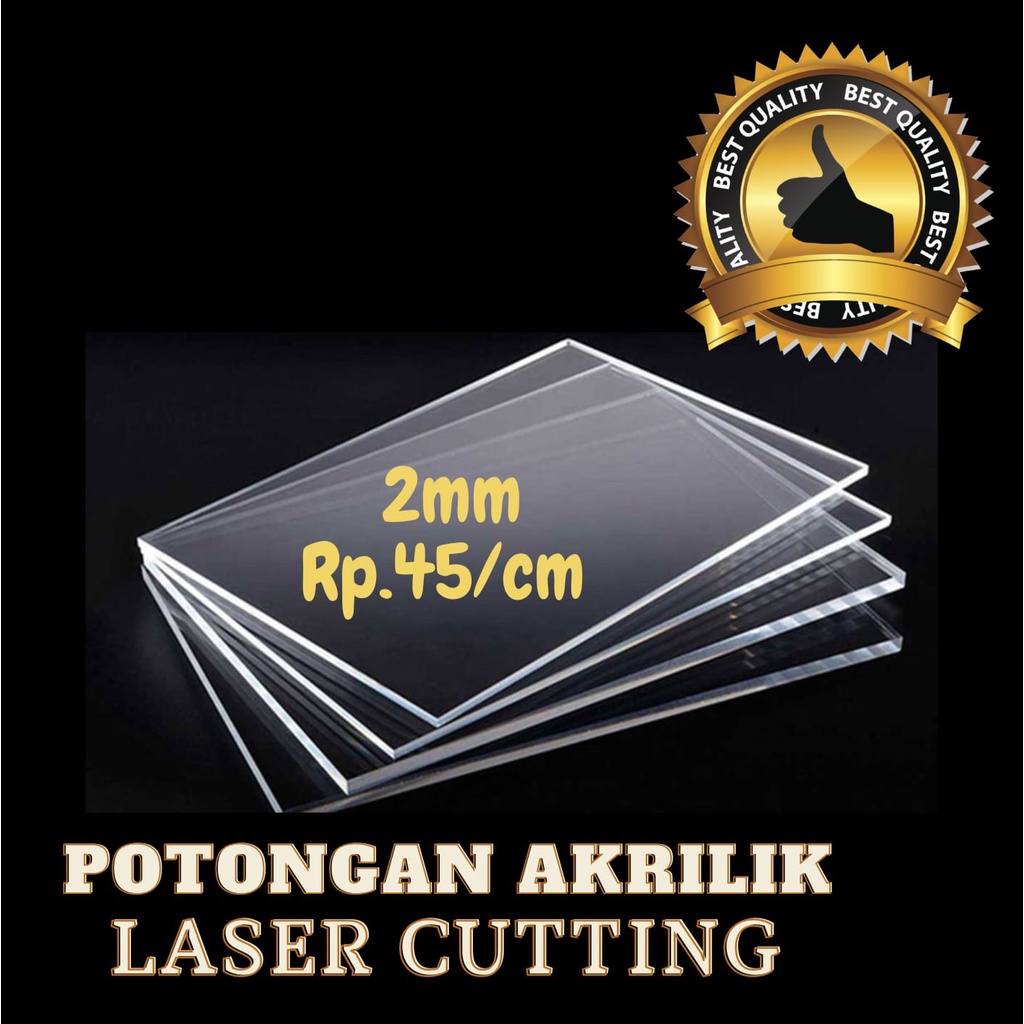 Akrilik Lembaran 2mm bening Potong Laser (Custom Order)