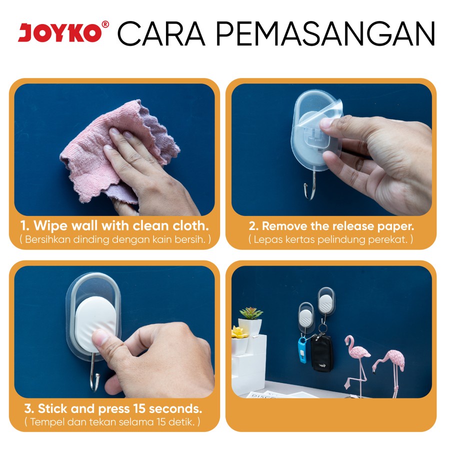 Adhesive Hook Gantungan Baju Tempel Dinding Stainless Joyko ADHK-3110