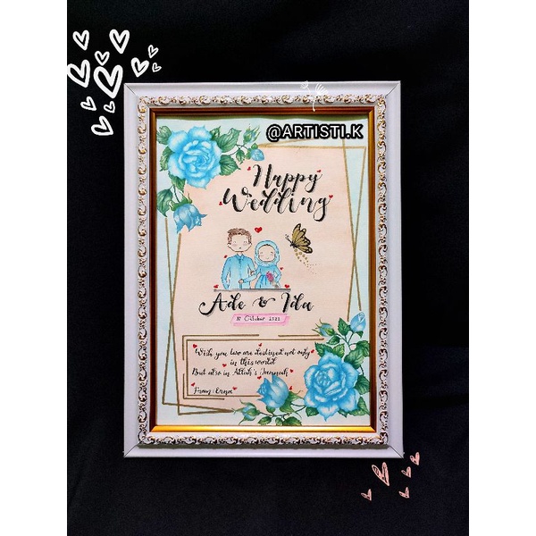 Hand Lettering[frame A4]||Kado Wedding/Ultah/khitan dll