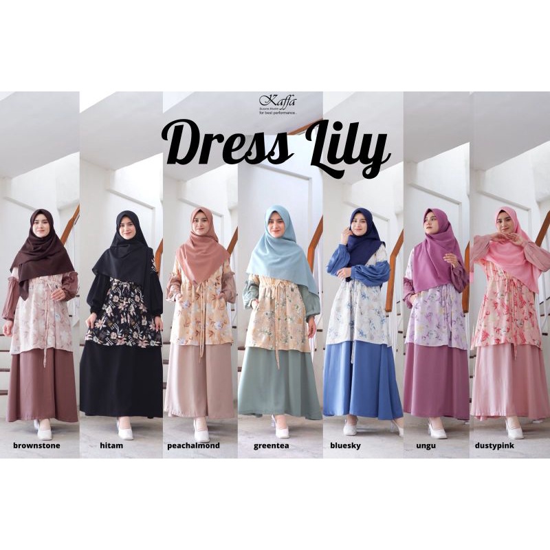 Kaffa Busana Bandung/Dress Lilly/Gamis Motif/Gamis Polos/Dress Woolpeach/Dress Diva Lux/Gamis Mix