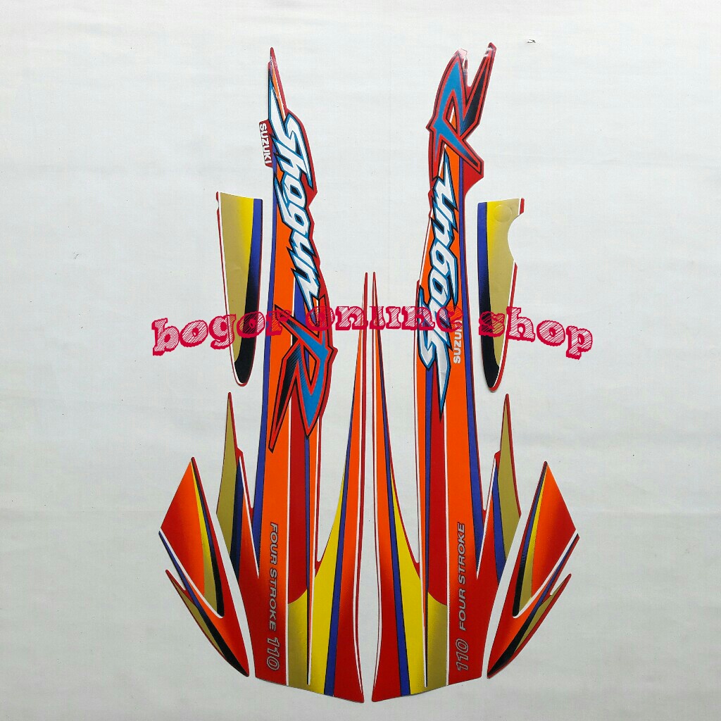 sticker striping body motor shogun 110r 2001 merah