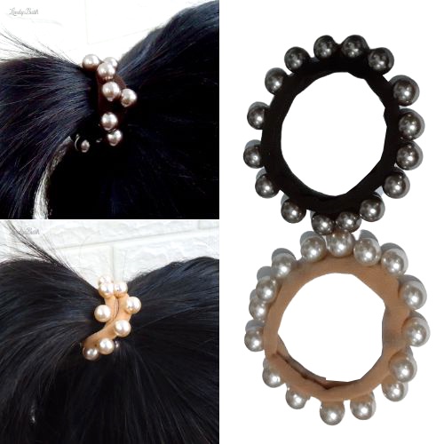 Ikat Rambut Korea Full Mutiara Karet Rambut Wanita Dewasa Full Mutiara Import Isi 2 - Lovelyutik