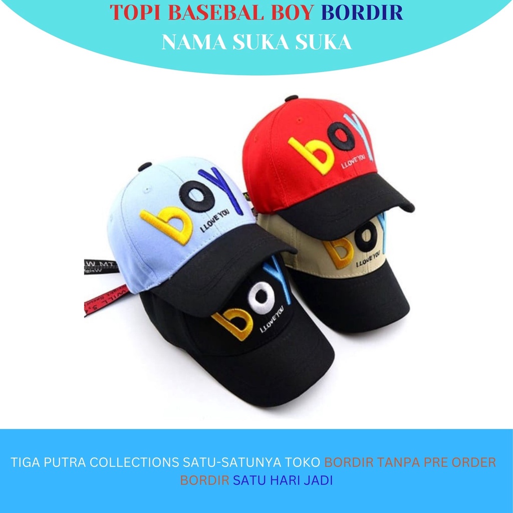 TOPI ANAK LAKI LAKI 2-7 TAHUN TOPI BORDIR BOY [GRATIS BORDIR NAMA ]