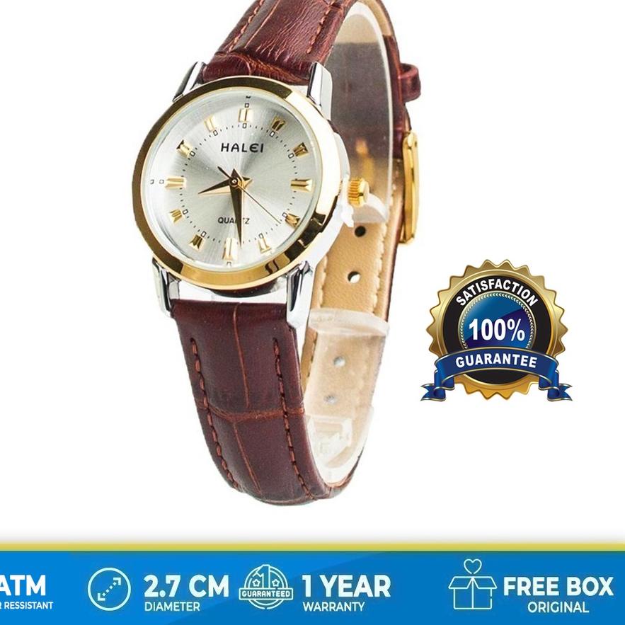 Limited |KBM|Halei Jam tangan wanita kulit Tahan Air Garansi Resmi Free Box Original halei kombinasi