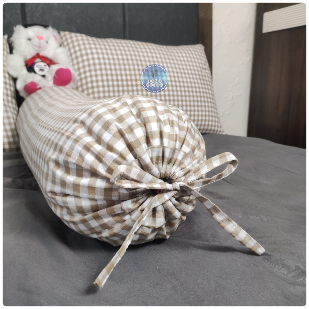 Sarung BANTAL dan GULING TIDUR Polos Estetik Kekinian Motik Kotak-Kotak Ala Korea Bahan Katun Halus dari Ismi Store