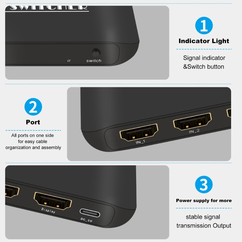 Zzz 3in1 out 8K Switch Adapter Splitter Converter Untuk TV Box HDMI-Kompatibel2.1