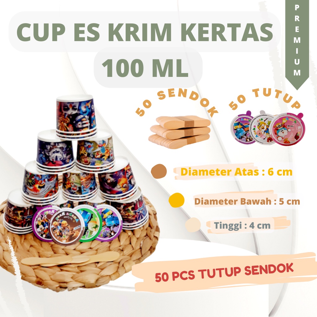 Cup Ice Paper - Cup Es Krim 100ml - Cup Ice Cream Besar - Es Krim Cup Rumahan- Home Industri Cup Es