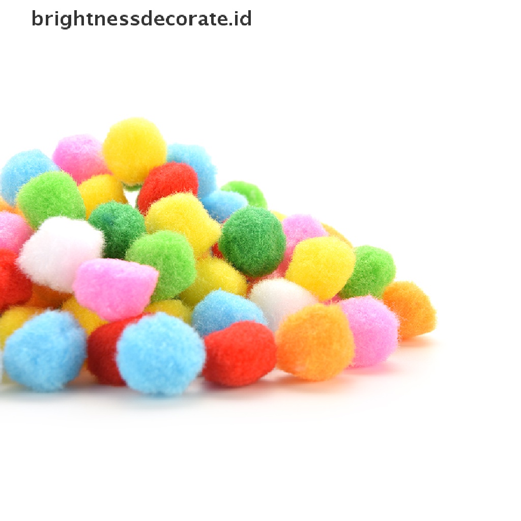 [Birth] 100pcs Pom Pom Berbulu Lembut Warna Campur Untuk Kerajinan Tangan Anak 20mm 30mm 40mm [ID]