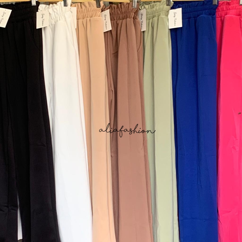 CELANA SCUBA PINGGANG KARET/CELANA SCUBA WANITA/CELANA KULOT (TERDAPAT SAKU)