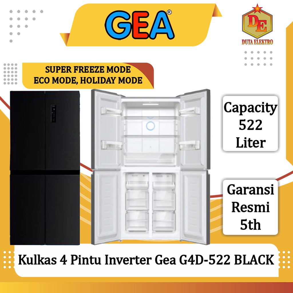 Kulkas 4 Pintu Gea G4D 522 BLACK Inverter