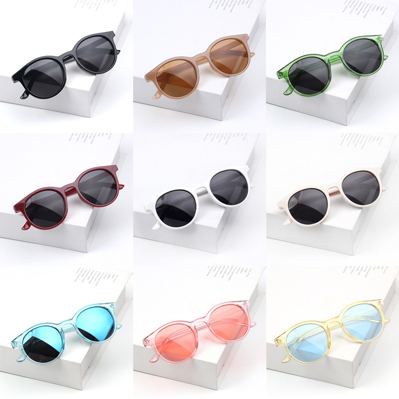 Hitam Oval Kacamata Fashion Unisex Pelindung Sinar UV Protection Lensa Hitam