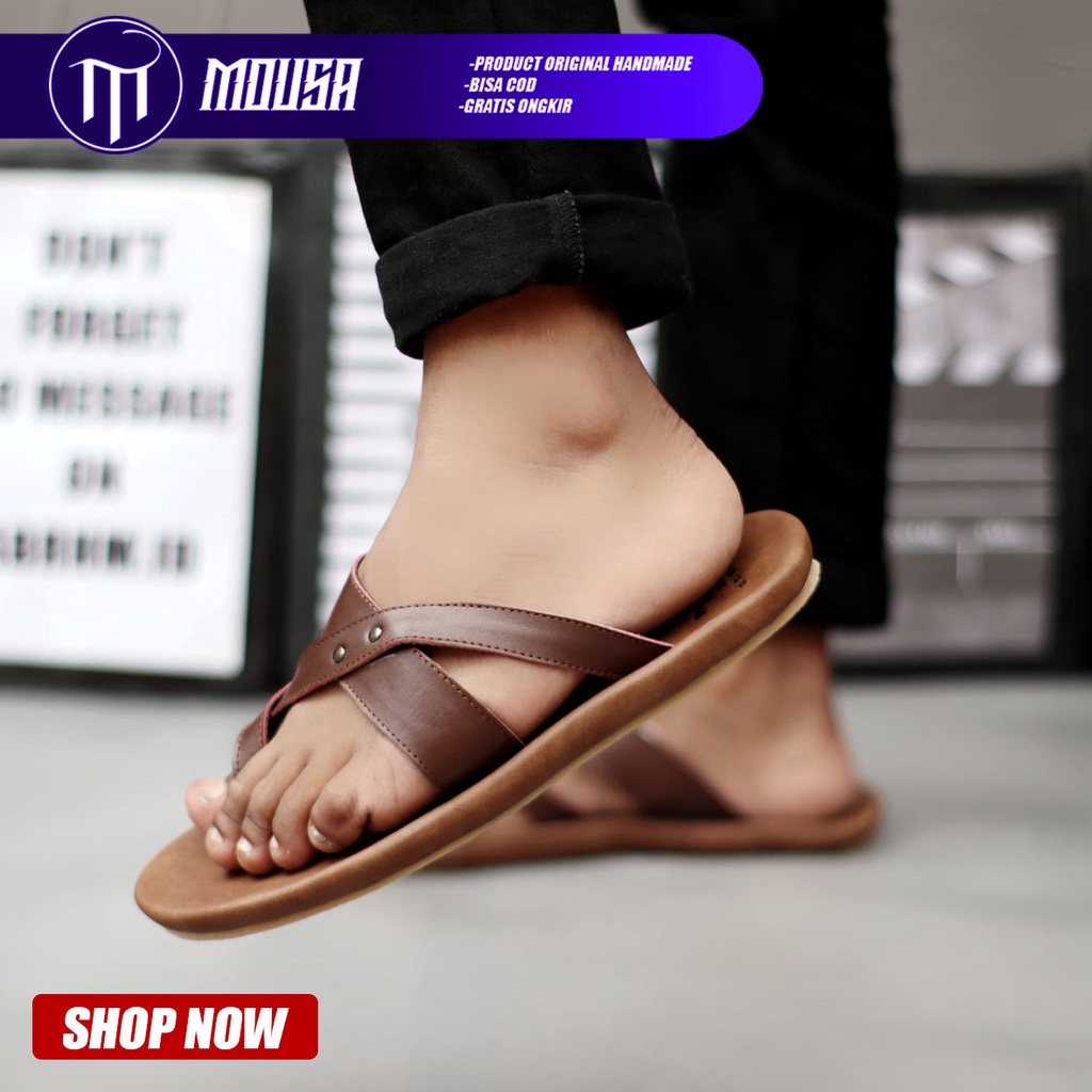 Sandal Jepit Kulit Asli Pria Kekinian Original Mousa Clint