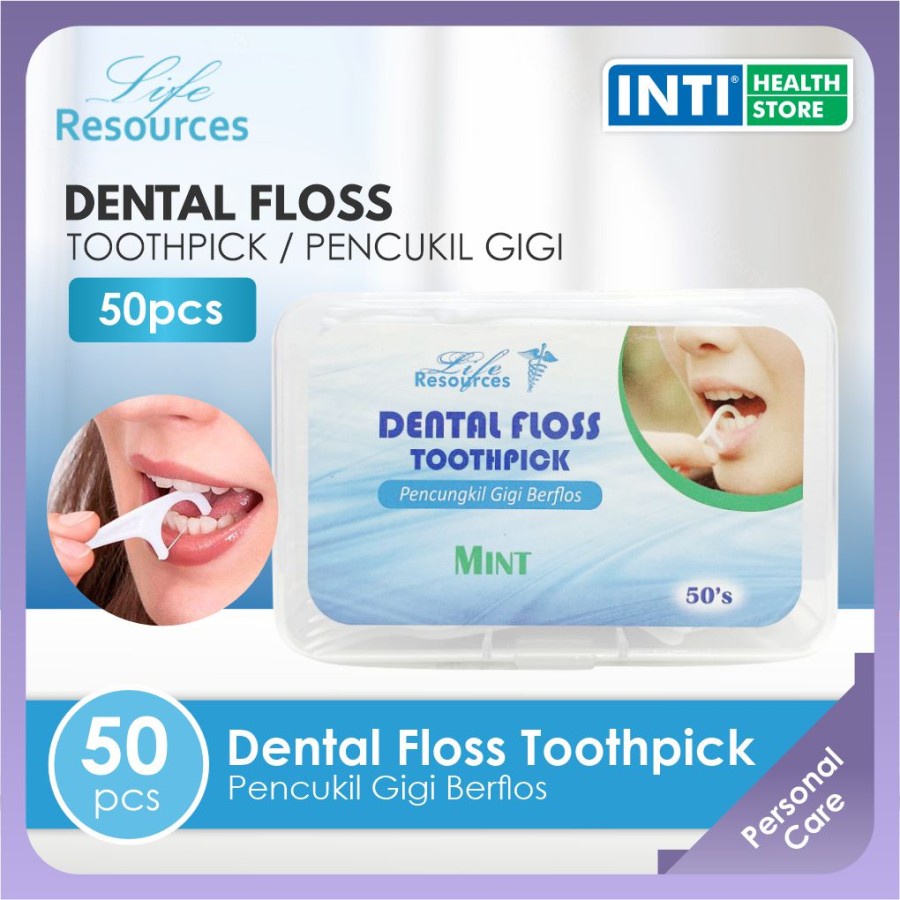 Life Resources | Dental Floss Toothpick Mint 50's | Pembersih Gigi