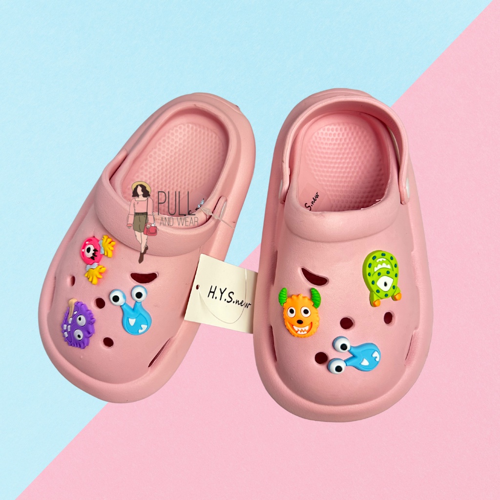 Sandal Bakpao Kodok Anak Cewek Baim Fuji Mainan Jibbitz Minmie Toy Story Platform Tebal Super Ringan Cute Pretty