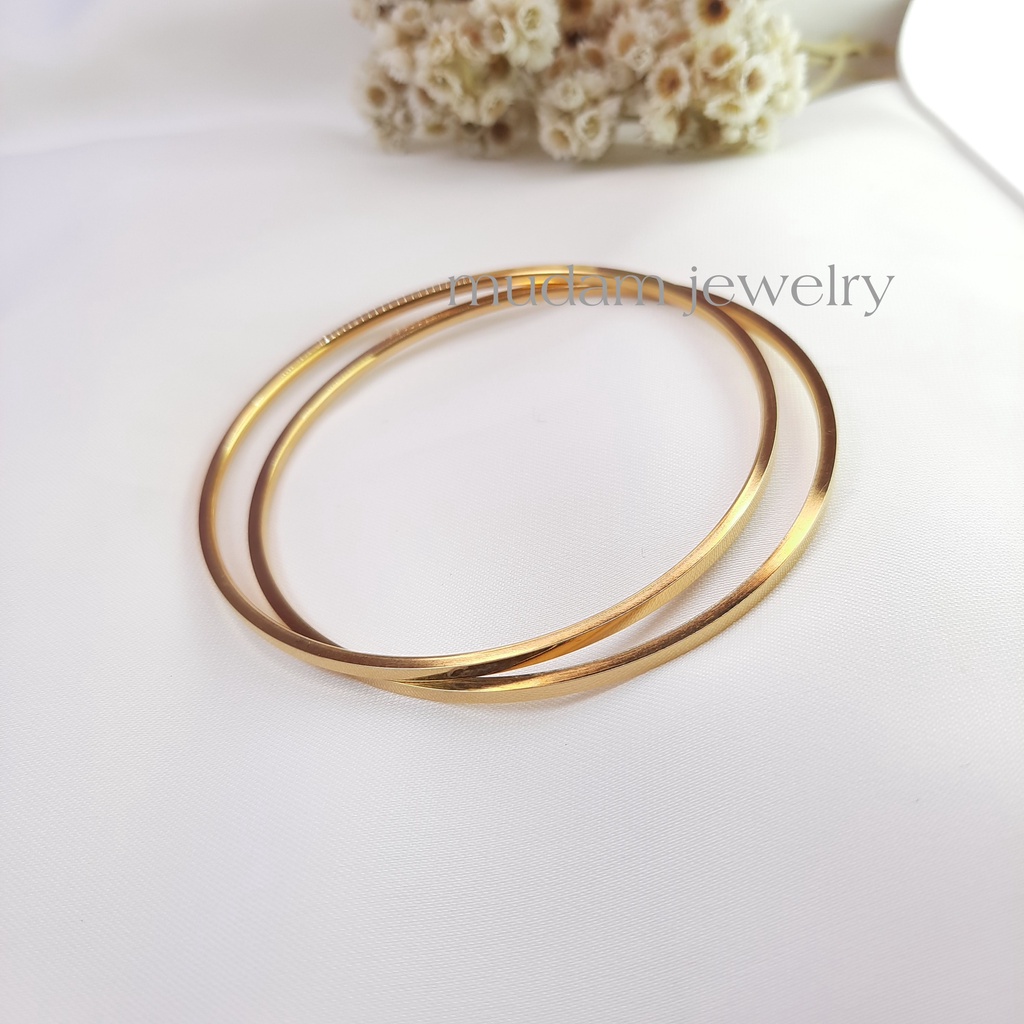 Gelang Keroncong Titanium 1 pcs, 2 pcs, 3 pcs dan 6 pcs Warna Rose Gold, Gold dan Silver