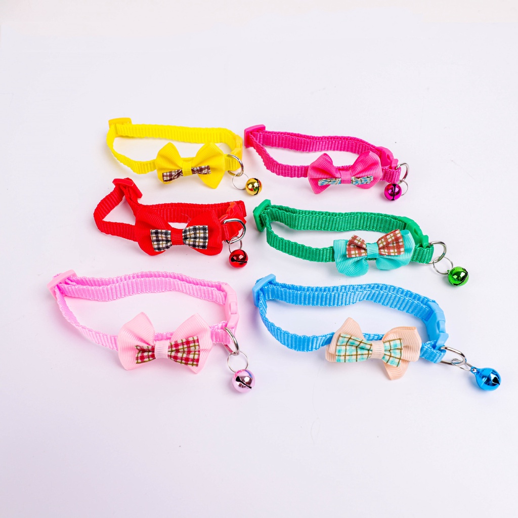 AFM Kalung Kucing Lonceng Tali Leher Hewan Peliharaan lucu Cat Dog Collar Motif Pita