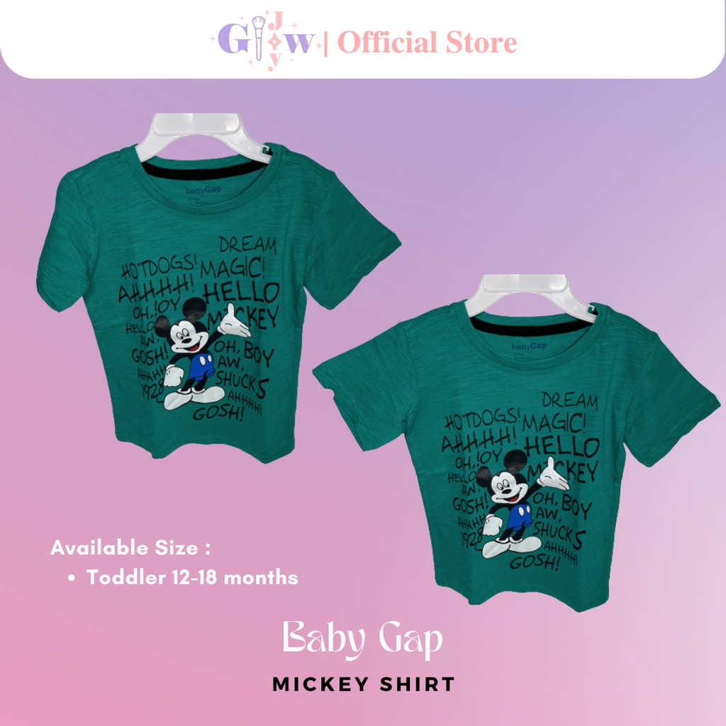 A5027 BABY GAP mickey shirt / baju anak kecil bayi remaja girl bodysuit jumper pakaian perempuan laki laki cowo cewe cewek cowok kemeja overall lucu unik imut gemas gemes murah sisa ekspor export kaos kaus mouse