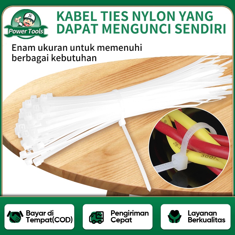 ISKU Kabel Ties Pengikat Nilon Ikatan Kabel Tis PA66 Cable Ties isi 100pcs 2.5*(100 150 200mm) 3.6*(200 250 300mm) Bahan Ramah Lingkungan Kabel Tali Ties EKONOMIS MURAH