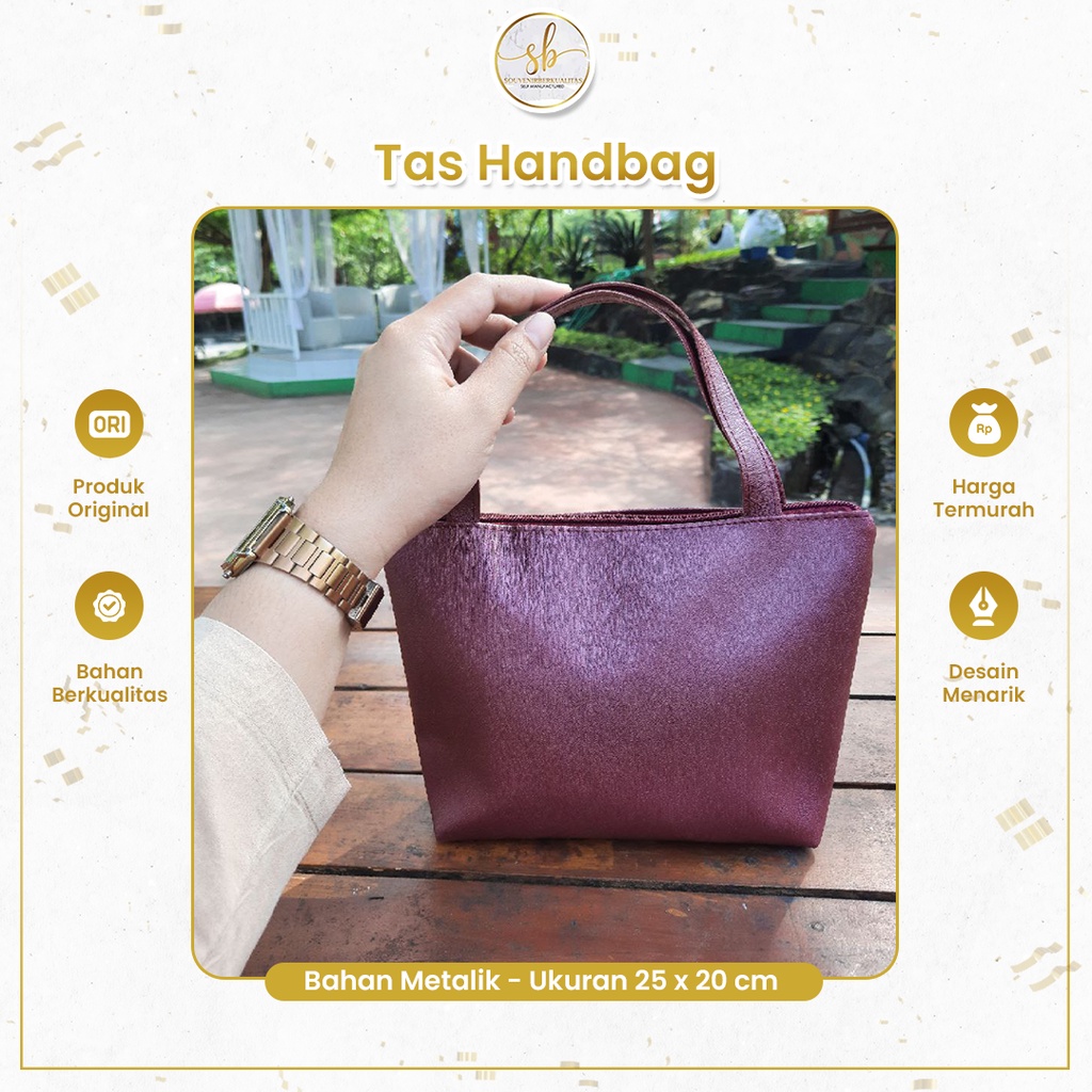 Hand Bag Handbag Tas Tangan Resleting Jinjing Tenteng Wanita Ukuran 25x20 Custom Pouch Souvenir Unik