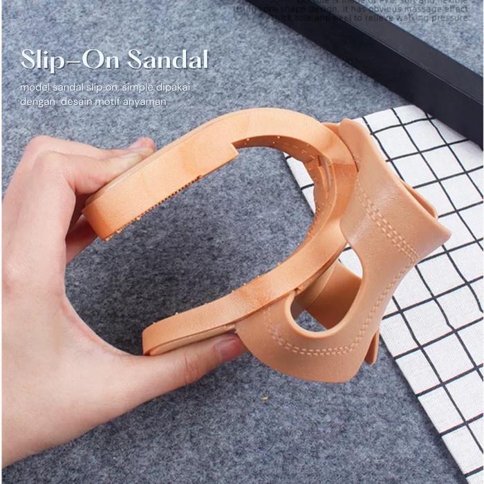 Sandal Wanita Slip On Sendal Selop Wanita Simple Flat Casual Import