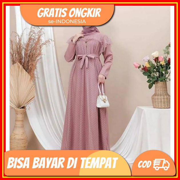 Gamis Satin Kristal Premium Pesta Kondangan Mewah Kekinian Viral 2023 Baju Gamis Wanita Dewasa Jumbo