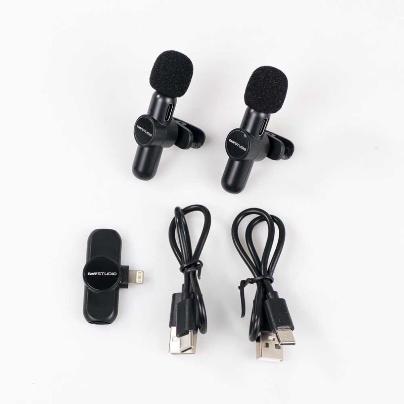 microphone wireless clip on lavalier taffstudio untuk iphone ipad lightning 2 mic