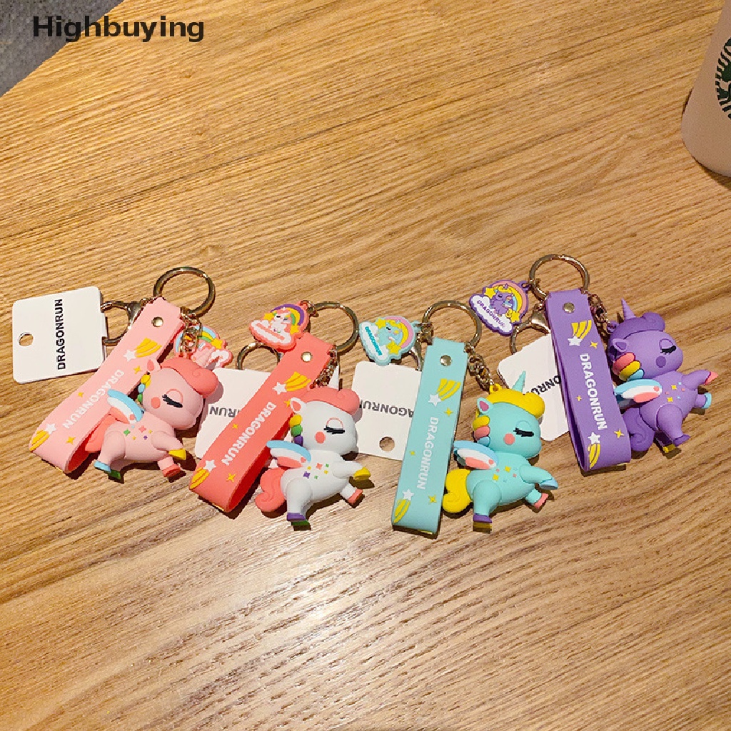 Hbid Gantungan Kunci Kartun Fairytale Rain Horse Untuk Wanita Lucu Car Keyring Bag Pendant Glory