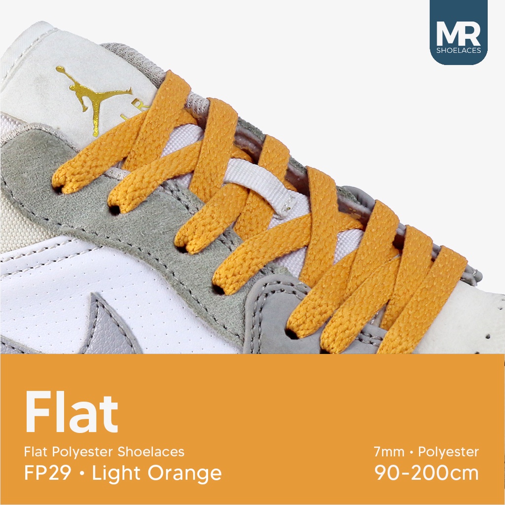 MR Shoelaces FP29 Jingga Muda (Light Orange) Tali Sepatu Polyester Pipih Flat 7mm 80cm 90cm 100cm 120cm 130cm 150cm 180cm 200cm untuk Sneakers - Premium Shoelace