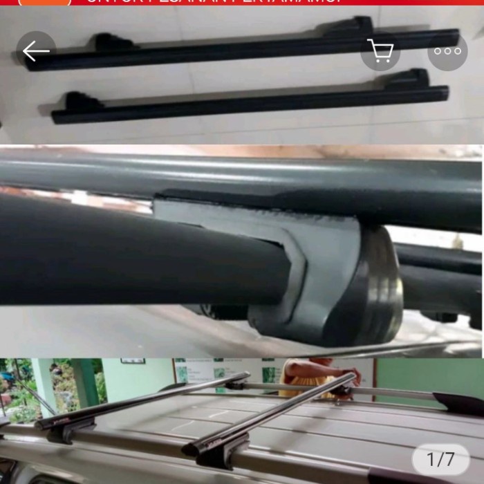 Cross Bar- Kaki Rack Model Jepit Roof Rail Fortuner /Rush/Terios Lama