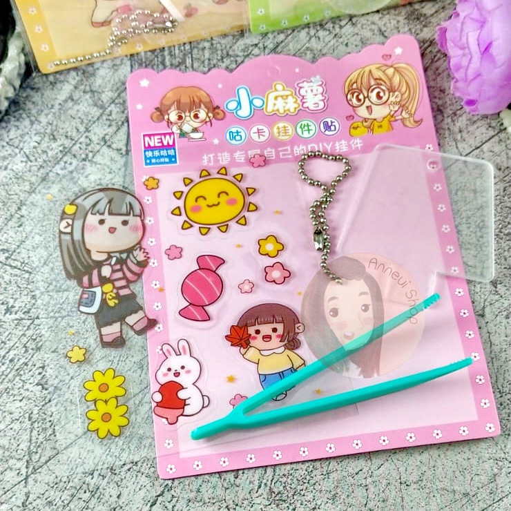 Set DIY Acrylic Keychain Sticker Kit Set Gantungan Kunci for Girls Kids Mainan Kreatifitas Anak Kerajinan Tangan Mainan Edukasi Craft Keterampilan