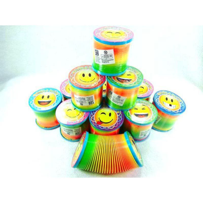 (FO)  Mainan Spring Slinky Magic Warna Pelangi Ada Lampu