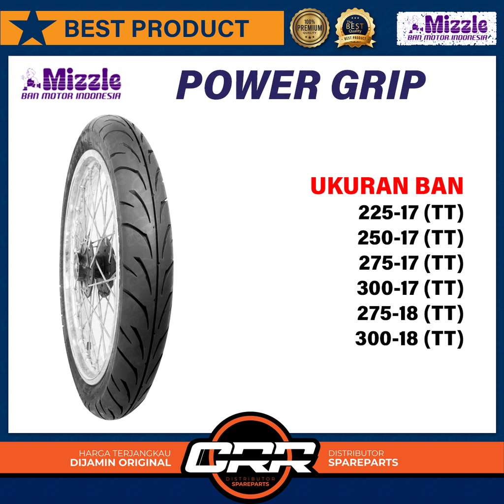 BAN LUAR TUBETYPE MIZZLE POWER GRIP RING 17 18 POWERGRIP NON TUBELESS UKURAN 225 250 275 300 MIZZLE