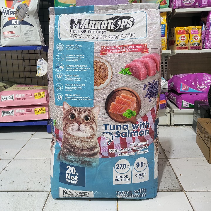 GRAB/GO-JEK Makanan Kucing Markotops Tuna With Salmon All Stages Kemasan 20KG