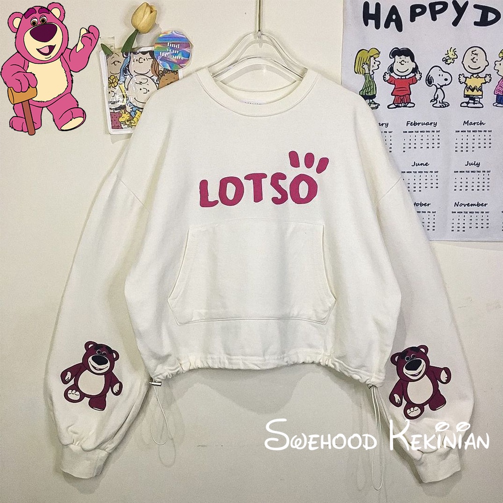 LOTSO SERUT SEMI CROP Sweater Crewneck Sweatshirt Kpop Wanita Kekinian Oversize Fashion Outfit Ootd Korean Style Sweter Crewnek Switter Cewe Krunek Perempuan Sweeter Viral Remaja Korea Atasan Cewek Premium LD 110 - PB 45 Bahan Fleece Tebal