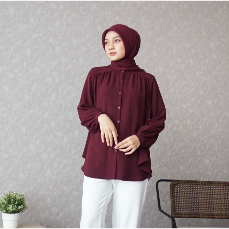 ALINA SHIRT/OUTFIT WANITA KOREAN STYLE/ALINA BLOUSE/KEMEJA BLOUSE WANITA LENGAN PANJANG