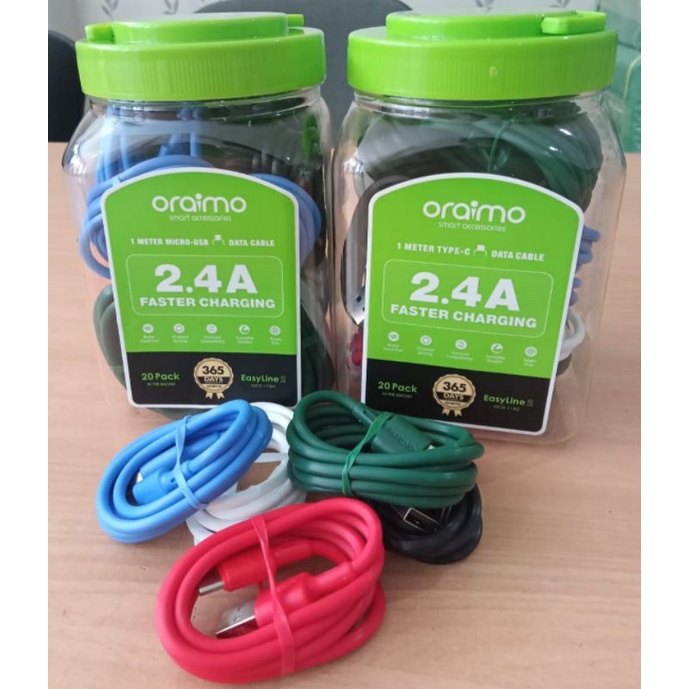 PER TOPLES (20PCS) KABEL ORAIMO OCD-113M OCD113M Micro USB 2.4A FAST CHARGING Per Pcs Original BERKWALITAS GARANSI 1TH