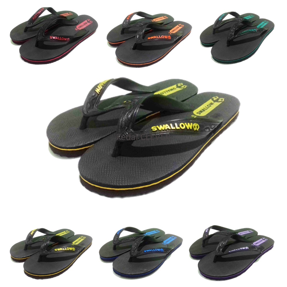 Swallow Black Pearl Sandal Jepit Warna Hitam Polos 041