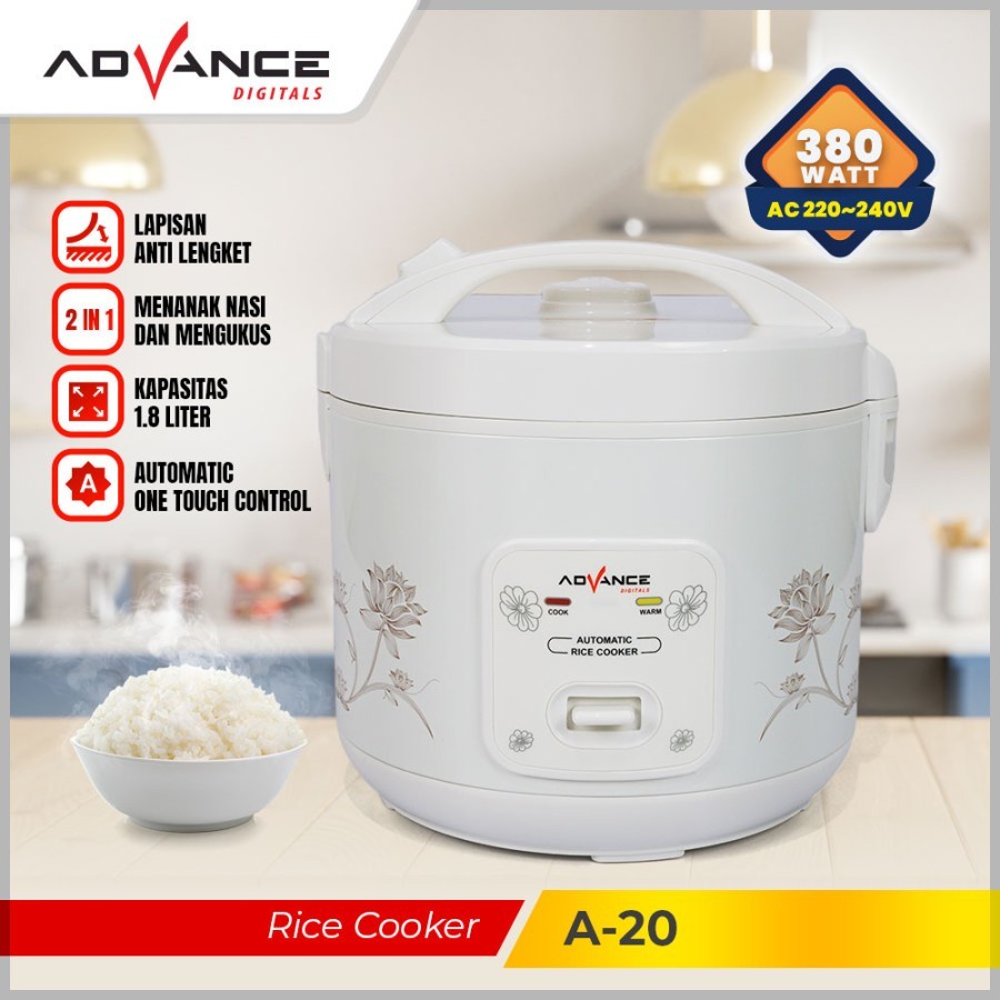 ADVANCE Rice Cooker A20 Magic Com 1.8 Liter Penanak Nasi 3 in 1 A-20 / Rice Cooker / Magikom Magicja
