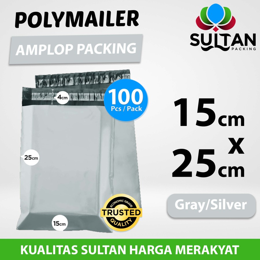 

Polymailer Pack GREY 15x25cm amplop Plastik Packing Olshop Ekonomis