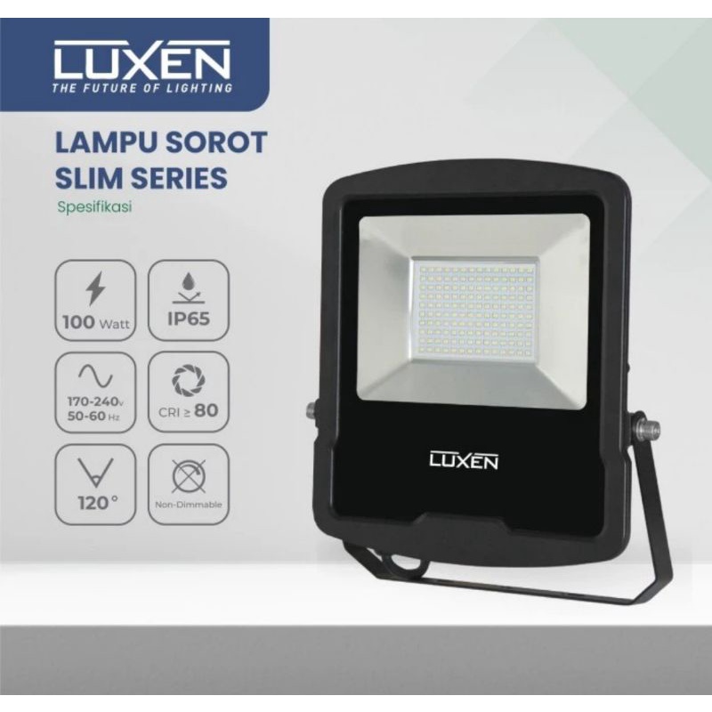 Lampu Tembak/Sorot Floodlight LED 100W SMD IP65 LUXEN Bergaransi