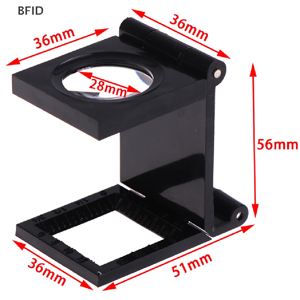 [BFID] 10x 28mm Folding Magnifier Stand Loupe Dengan Skala Untuk Alat Kaca Optik Tekstil [ID]